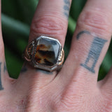 Vintage Sterling Agate Signet Ring 9.25