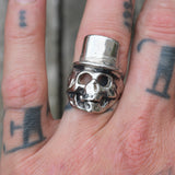 Vintage White Bronze Biker Ring 8.75