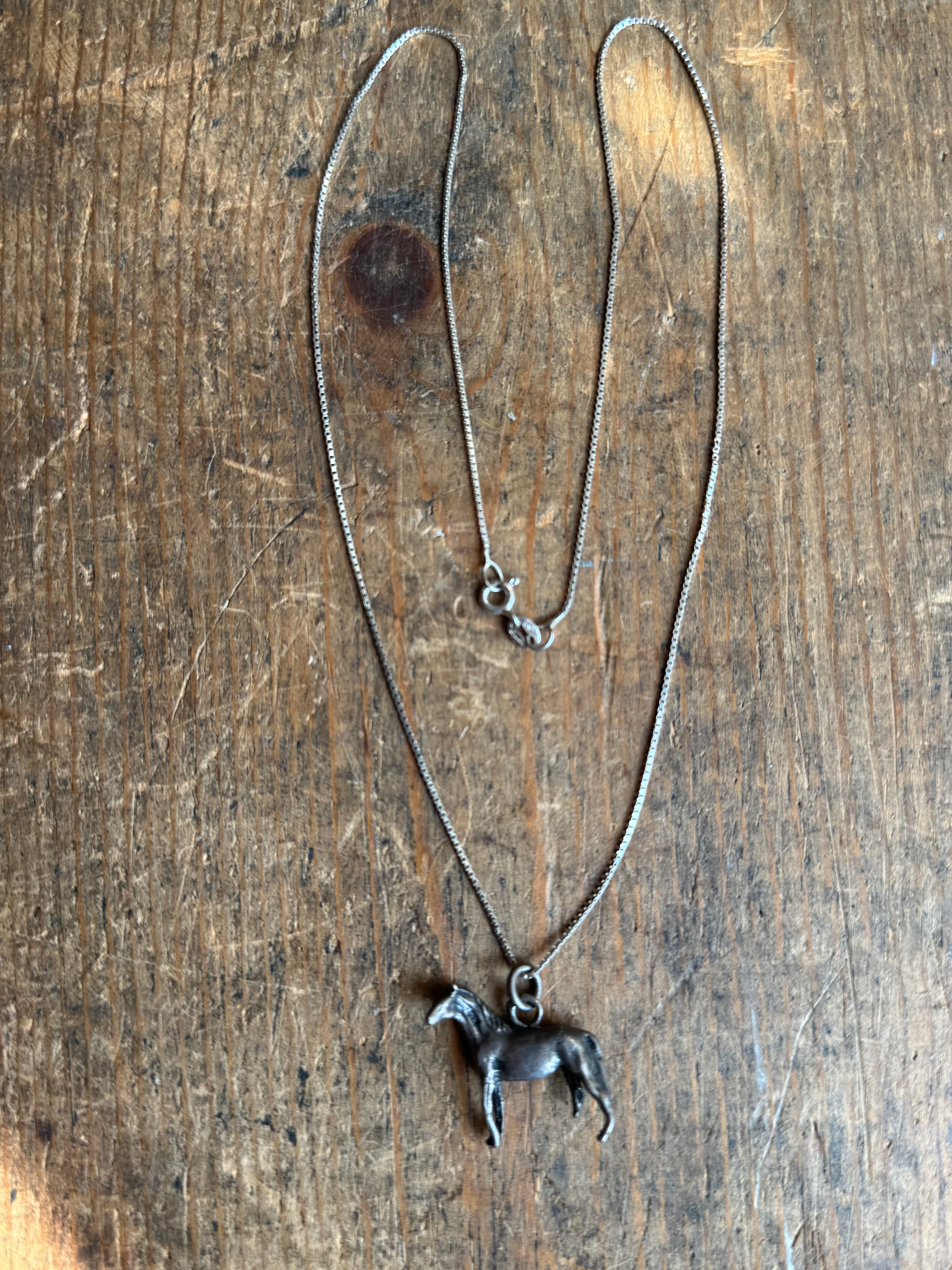 Vintage Sterling Silver Horse 20" Necklace