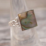 Vintage Sterling Abalone Ring 6.75