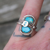 Vintage Sterling Effie Turquoise Snake Ring 6.75