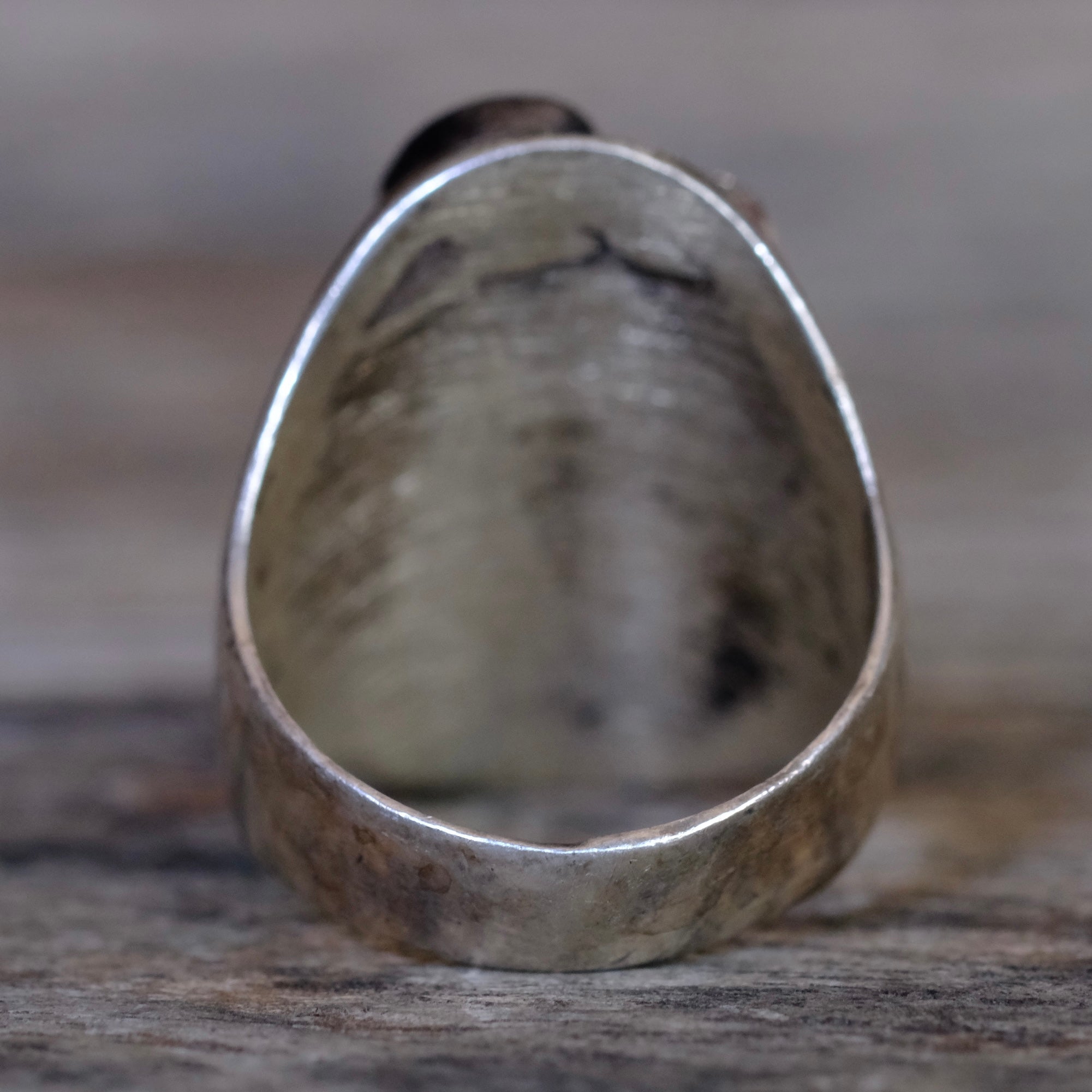 Vintage Sterling 3-Stone Turquoise Feather Ring 8