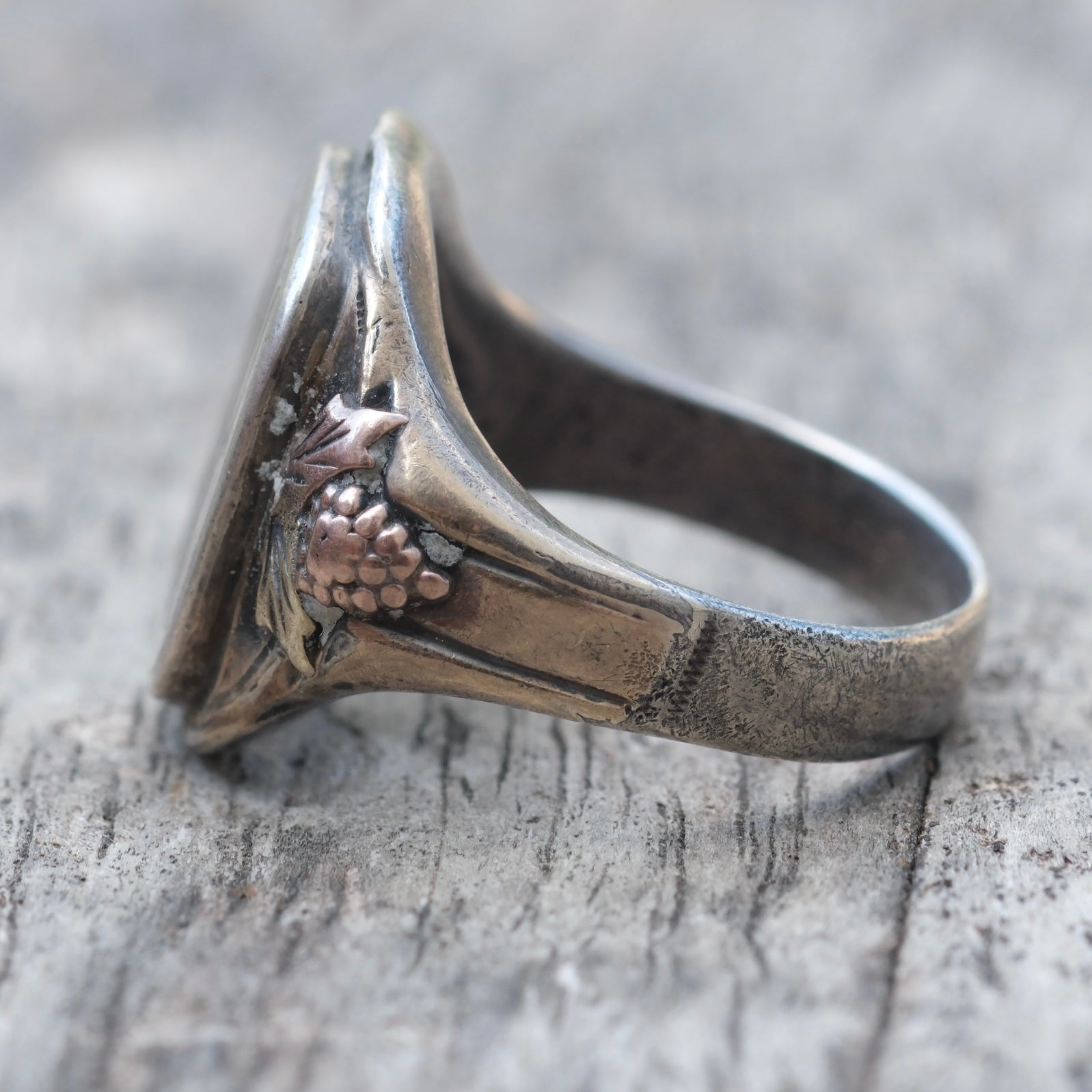 Vintage Sterling and 10k Gold Signet Ring 9