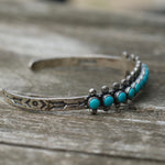 Vintage Sterling Snake Eye Turquoise Cuff