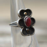 Vintage Sterling Tigers Eye Floral Ring 4.25