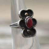 Vintage Sterling Tigers Eye Floral Ring 4.25