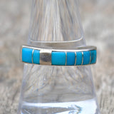 Vintage Sterling Turquoise Inlay Band Ring 8.75