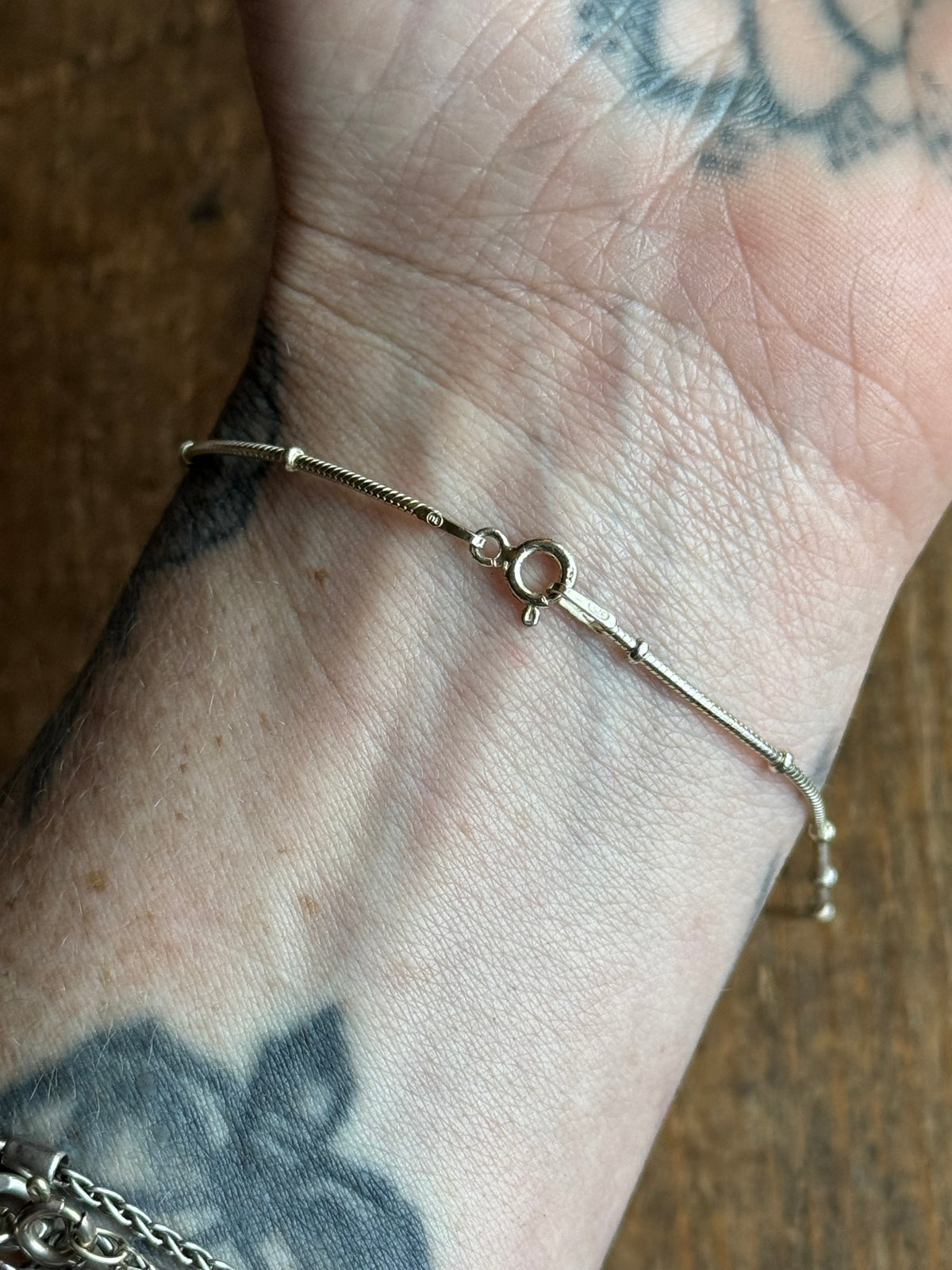 Vintage Sterling Silver Snake Chain Bead Bracelet