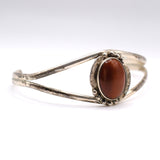 Vintage Sterling Red Agate Cuff Bracelet 6.5"