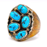 Vintage Sterling Turquoise Cluster Ring 9.5