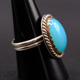 Vintage Sterling Blue Glass Roper Ring 8.75