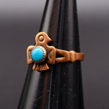 Vintage Copper Turquoise Thunderbird Ring 6.5