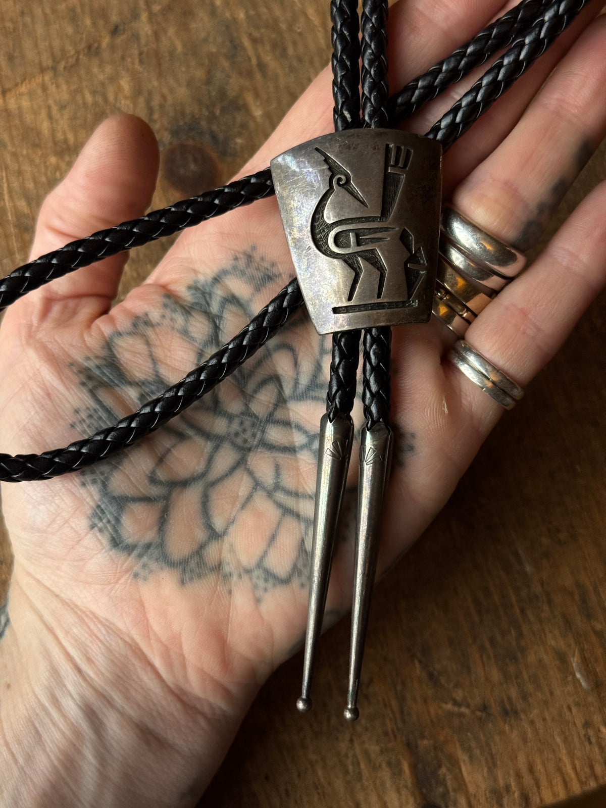 Vintage Sterling Silver Hopi Bird Bolo