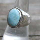 Vintage Sterling Lapis Cabochon Ring 8.25