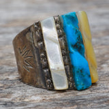 Vintage Sterling Turquoise and Mother Of Pearl Ring 12