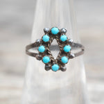Vintage Sterling Turquoise Cluster Ring 6.75