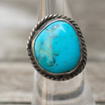 Vintage Sterling Turquoise Roper Ring 6