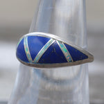 Vintage Sterling Multistone Inlay Band 7