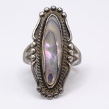 Vintage Sterling Abalone Ring 5.25