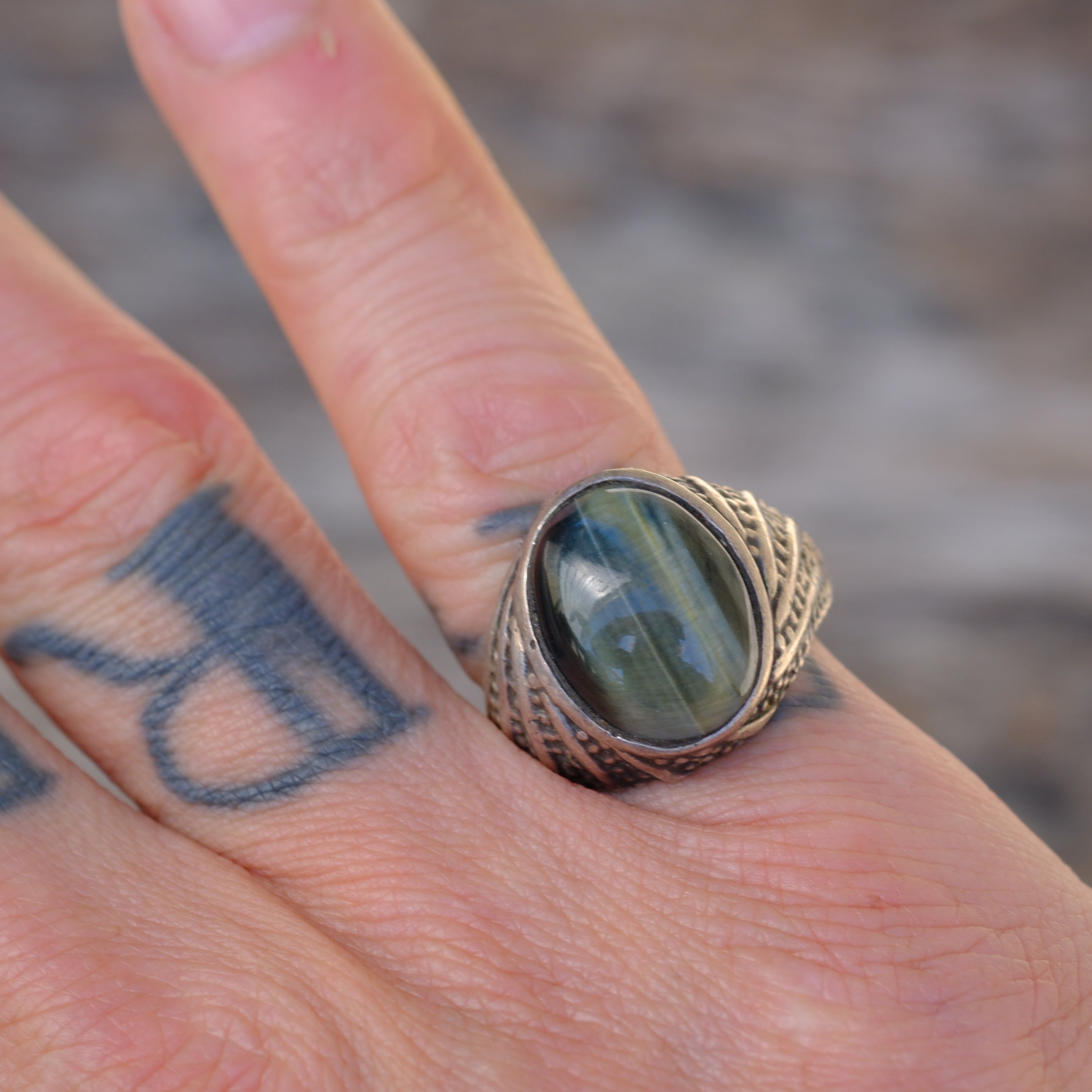 Vintage Sterling Tigers Eye Ring 7.25