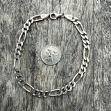 Vintage Sterling Silver Figaro Chain Bracelet