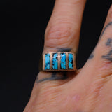 Vintage Sterling Turquoise Inlay Band 6.25