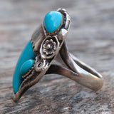Vintage STerling Turquoise Claw Ring 6.5