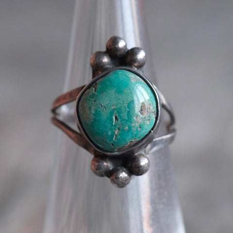 Vintage Sterling Turquoise Ring 4.25