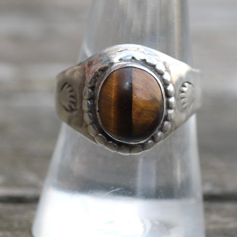 Vintage Sterling Tigers Eye Ring 8.75