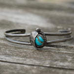 Vintage STerling Turquoise Feather Cuff