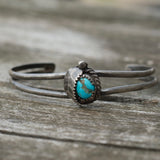 Vintage STerling Turquoise Feather Cuff