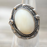Vintage Sterling Mother Of Pearl Roper Ring 5