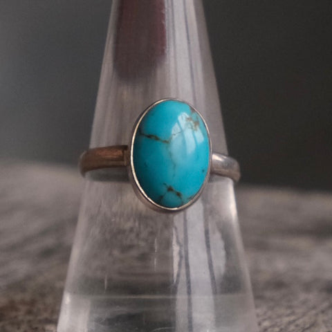 Vintage Sterling Turquoise Ring 8.75