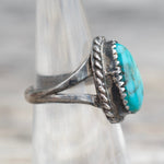 Vintage Sterling Turquoise Roper Ring 5