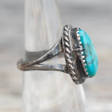 Vintage Sterling Turquoise Roper Ring 5
