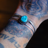 Vintage Sterling Turquoise Roper Cuff Bracelet