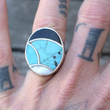 Vintage Sterling Turquoise Onyx and MOP Inlay Ring 8