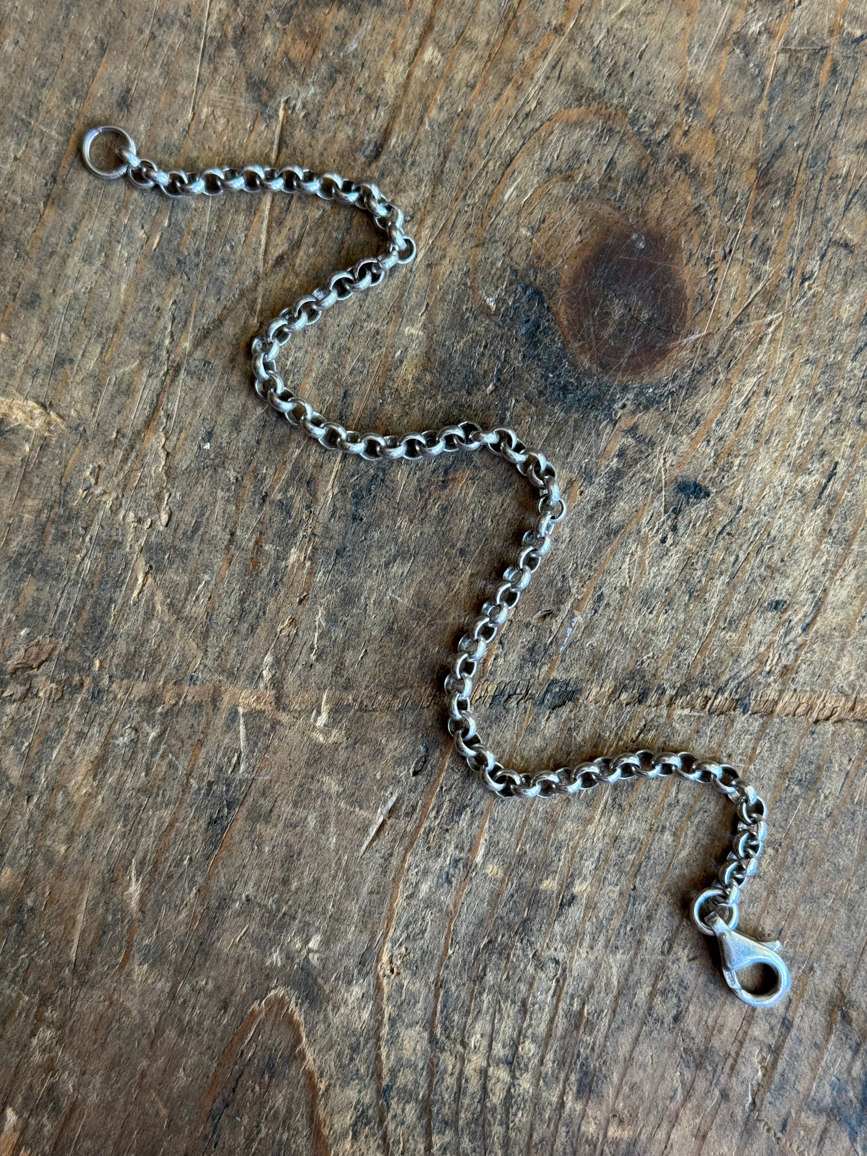 Vintage Sterling Silver Rolo Chain Bracelet 7.5"
