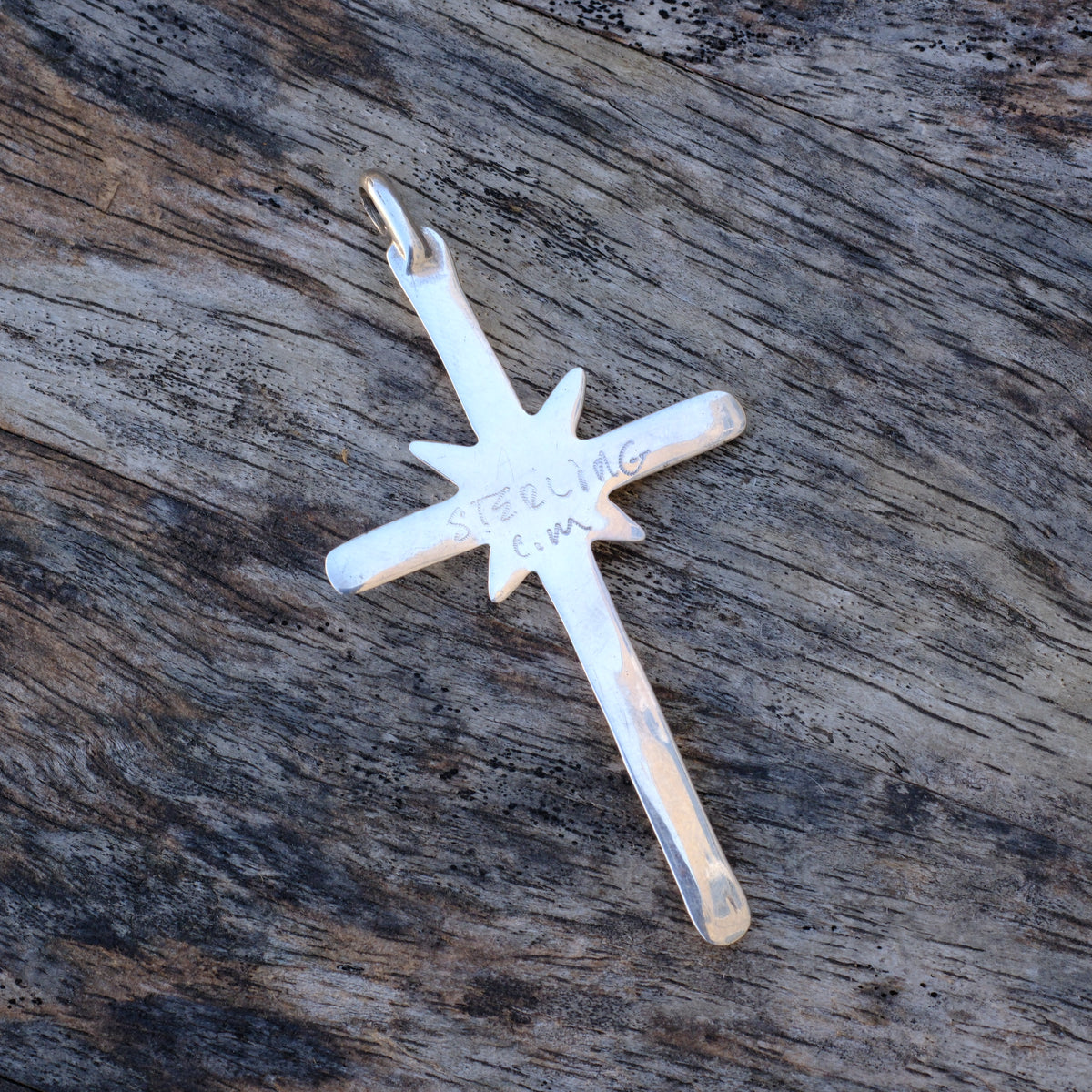 Vintage Sterling Silver Sand Cast Cross Pendant
