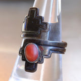 Vintage Sterling Coral Ring 8.25