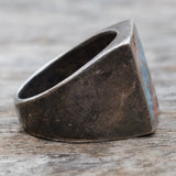 Vintage Sterling Crushed Turquoise and Coral Inlay Ring 10