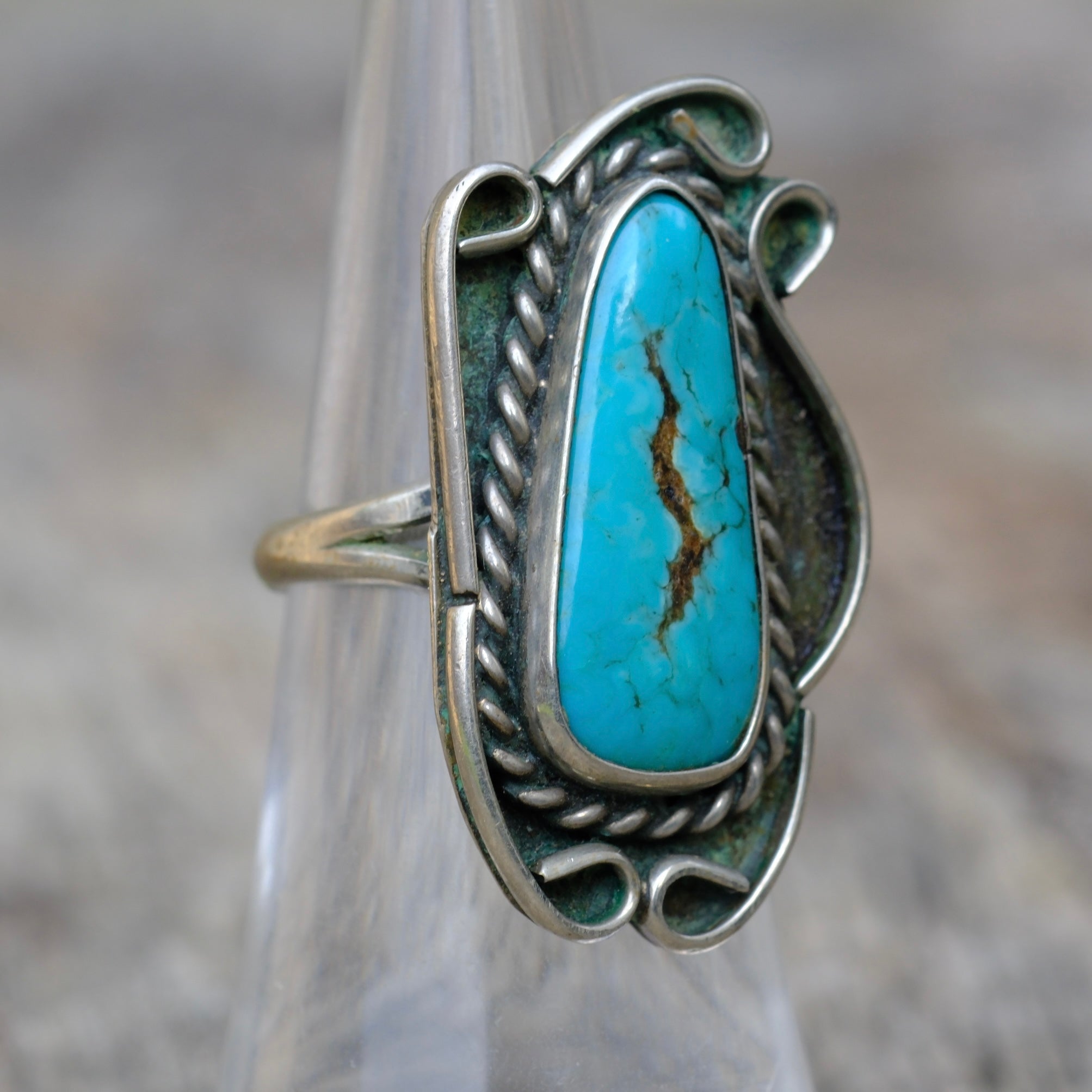 Vintage Sterling Turquoise Ring 5.5