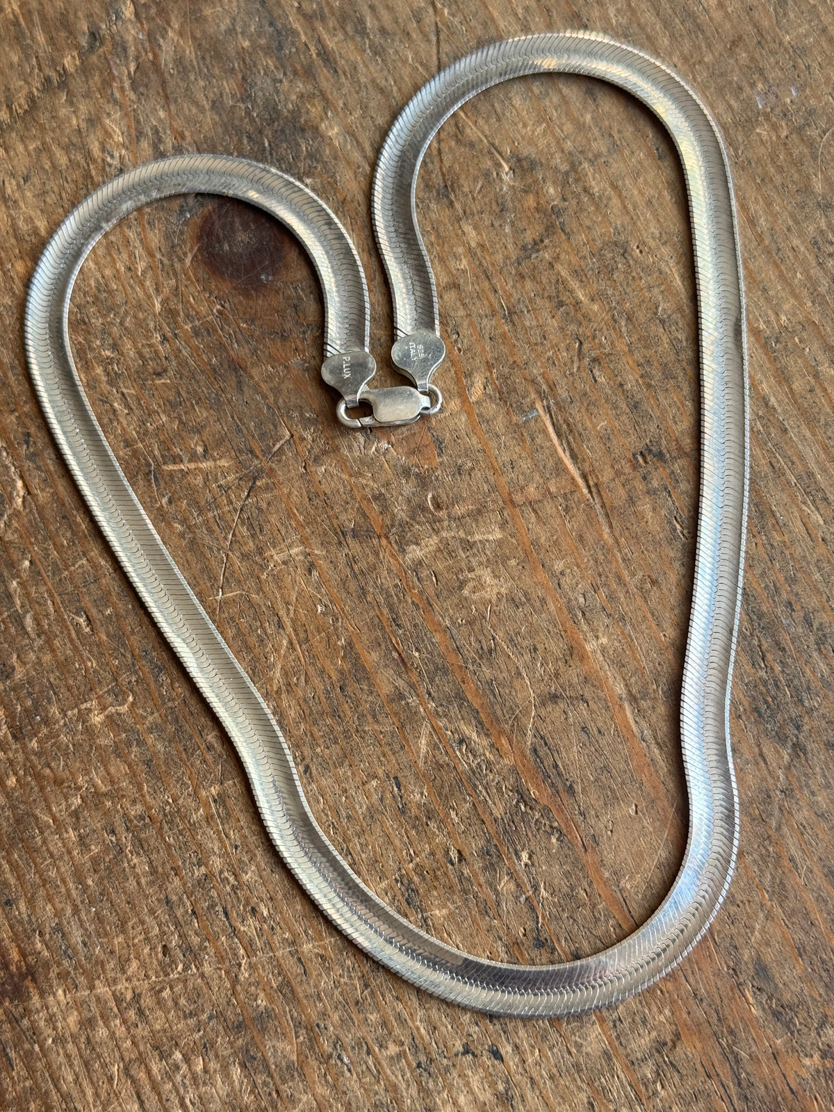 Vintage Sterling Silver 18” Etched Herringbone Chain
