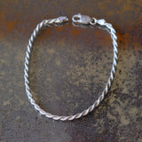 Vintage Sterling Silver Twist Chain Bracelet 7"