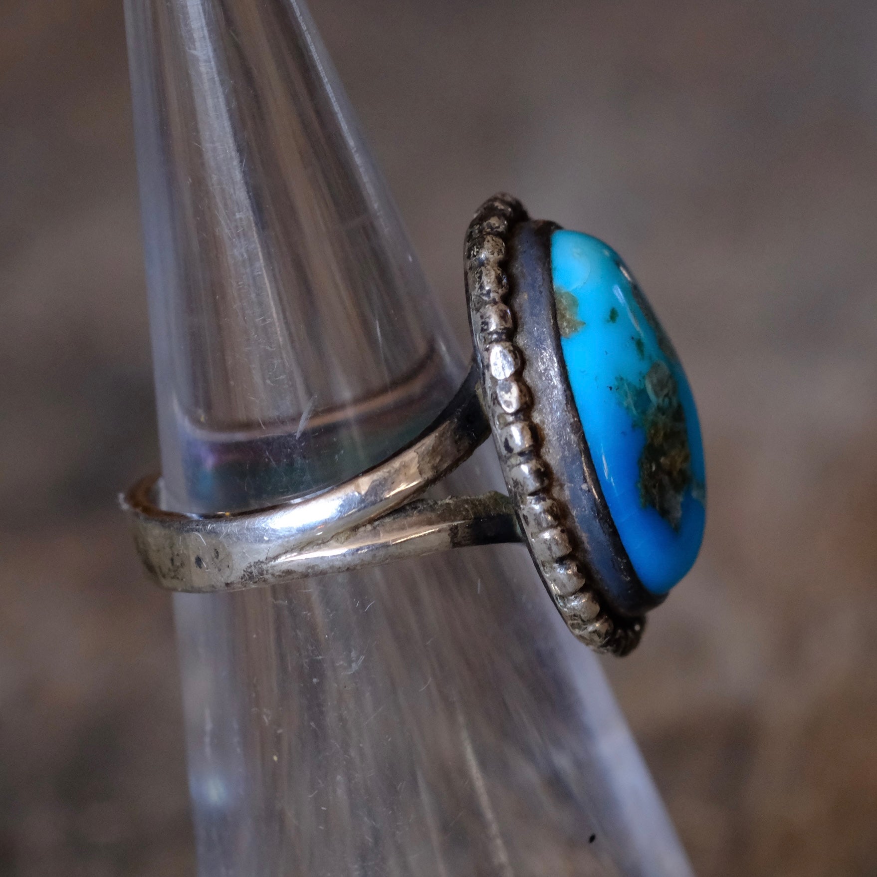 Vintage Sterling Turquoise Ring 4.5