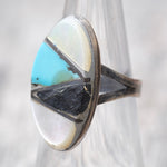 Vintage Sterling Zuni Inlay Ring 6.25