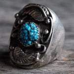 Vintage Sterling Turquoise Feather Ring 8