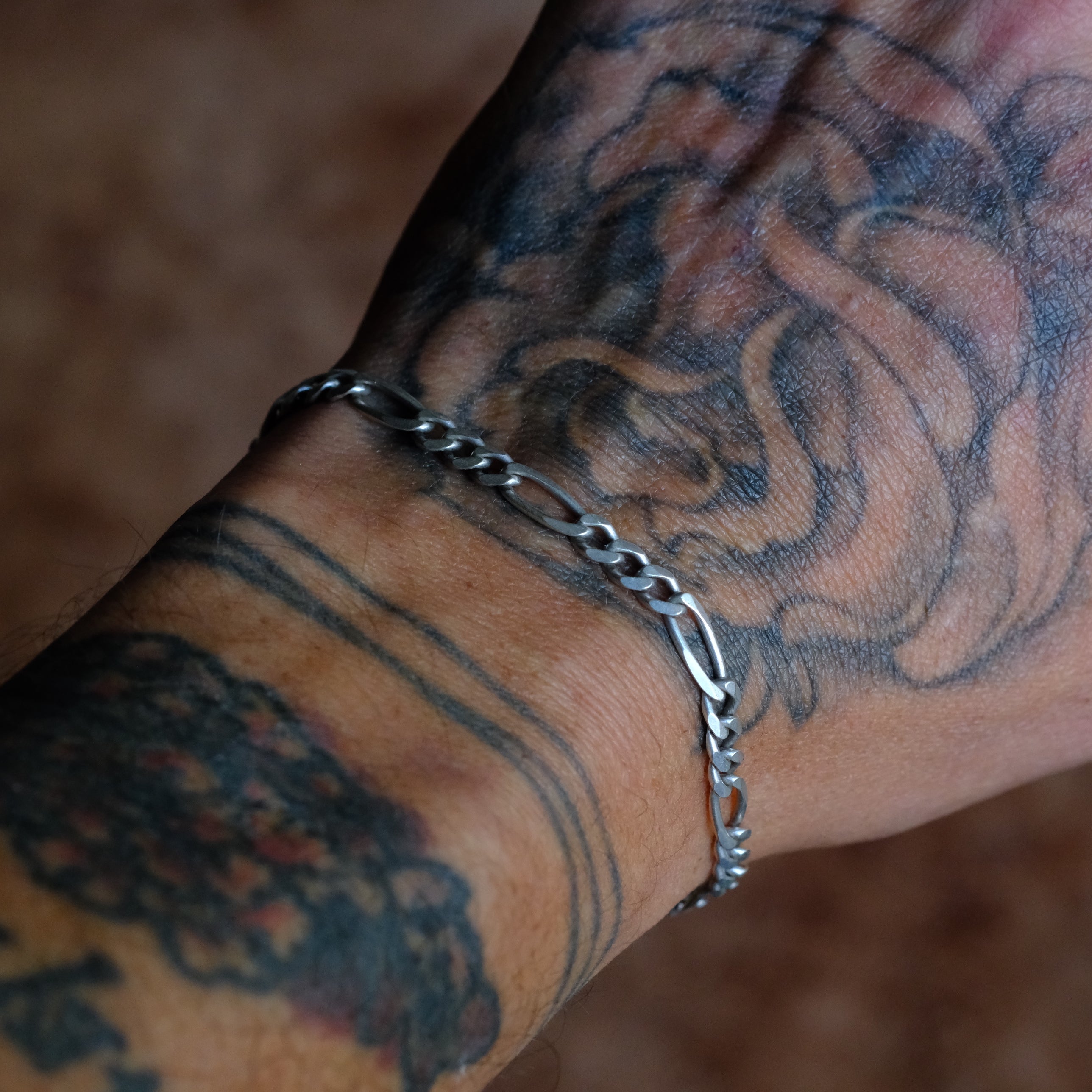 Vintage Sterling Silver Figaro Chain Bracelet