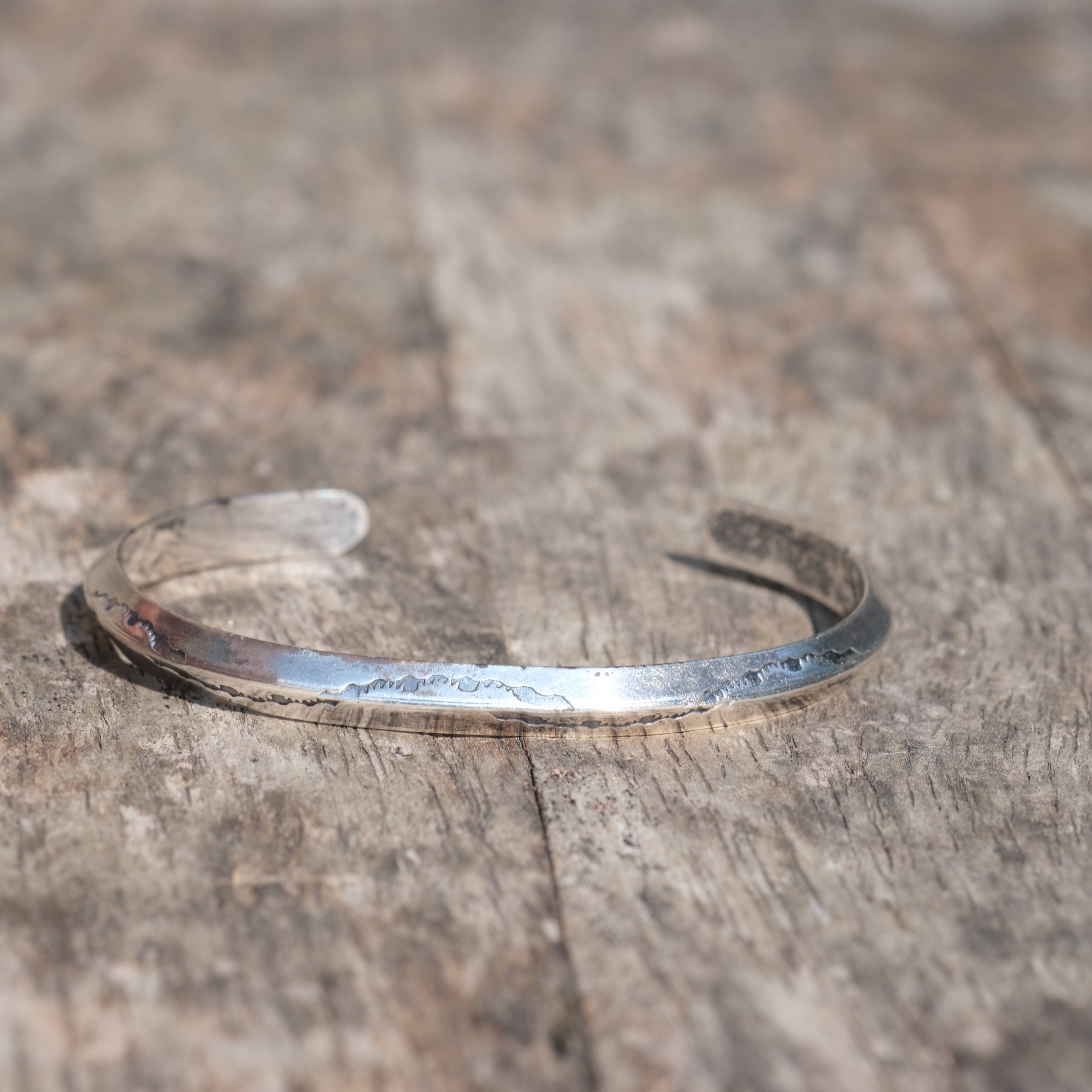 Vintage Sterling Silver Stamped Triangle Cuff