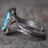 Vintage Sterling Turquoise Feather Cuff